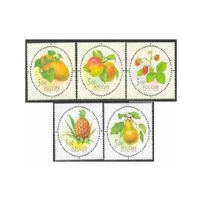 5 عدد تمبر معطر میوه ها - با بوی میوه - روسیه 2003  