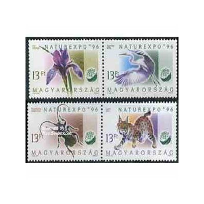  4 عدد تمبر حیوانات - مجارستان 1996