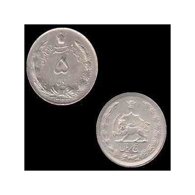 سکه نقره 5 ریال محمد رضا شاه 1323 ه ش کیفیت عالی در حد بانکی 