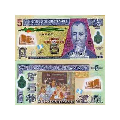 اسکناس پلیمر 5 کواتزل - گواتمالا 2010 