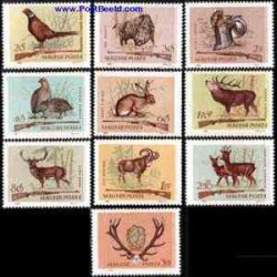  10 عدد تمبر شکار - مجارستان 1964 