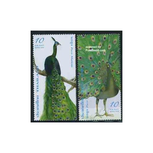 2 عدد تمبر طاووس - تایلند 2008 