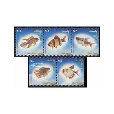 5 عدد تمبر ماهیها - پاکستان 2004