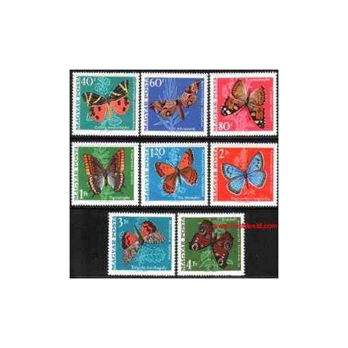 8 عدد تمبر پروانه - مجارستان 1969 