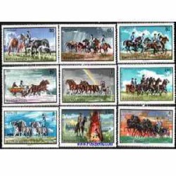  9 عدد تمبر بسیار زیبای اسبها  - مجارستان 1968 