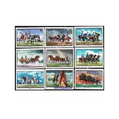  9 عدد تمبر بسیار زیبای اسبها  - مجارستان 1968 