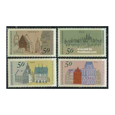 4 عدد تمبر میراث معماری اروپائی - جمهوری فدرال آلمان 1975
