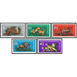 5 عدد تمبر حیوانات جنگل - جمهوری دموکراتیک آلمان 1959 قیمت 15 دلار