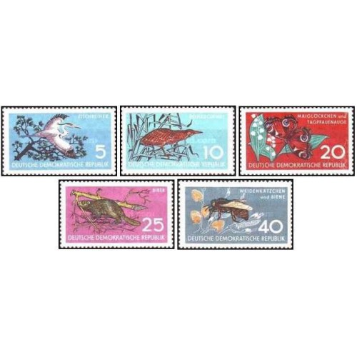 5 عدد تمبر حفاظت از طبیعت - جمهوری دموکراتیک آلمان 1959 قیمت 10.4 دلار