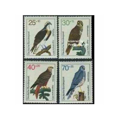 4 عدد تمبر پرندگان شکاری - جمهوری فدرال آلمان 1973