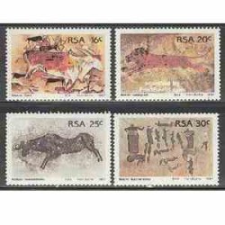 4 عدد تمبر نقاشی غارها - آفریقای جنوبی 1987