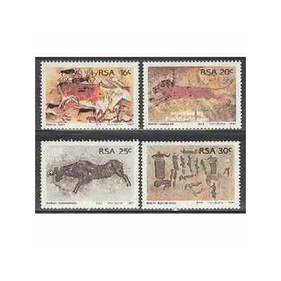 4 عدد تمبر نقاشی غارها - آفریقای جنوبی 1987