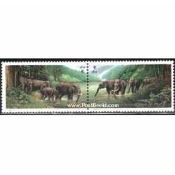 2 عدد تمبر فیلها - تمبر مشترک با تایلند - چین 1995 