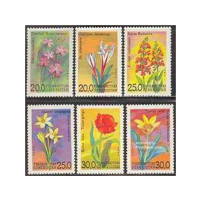 6 عدد تمبر گلها -  ازبکستان 1993 