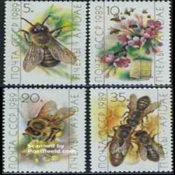  4 عدد تمبر زنبور عسل - روسیه 1989 