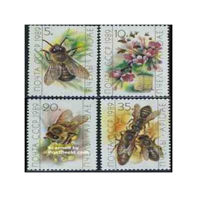  4 عدد تمبر زنبور عسل - روسیه 1989 