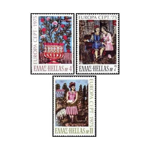 3 عدد تمبر مشترک اروپا - Europa Cept - نقاشی ها  - یونان 1975