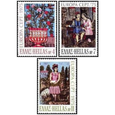 3 عدد تمبر مشترک اروپا - Europa Cept - نقاشی ها  - یونان 1975