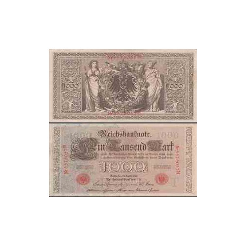اسکناس 1000 مارک آلمان  1910 تک - با کیفیت خوب