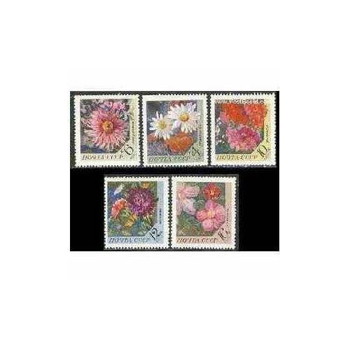 5 عدد تمبر گلهای باغچه - شوروی 1970