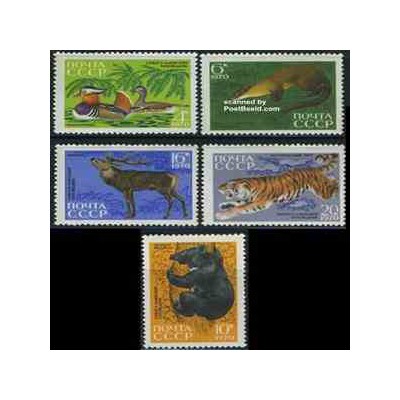  5 عدد تمبر حفاظت از طبیعت - حیوانات - شوروی 1970