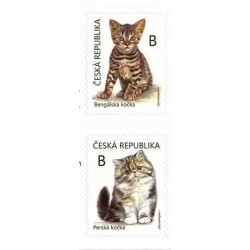 2 عدد  تمبر جانوران - بچه گربه ها -خود چسب - جمهوری چک 2022 ارزش روی تمبر 1.7 دلار