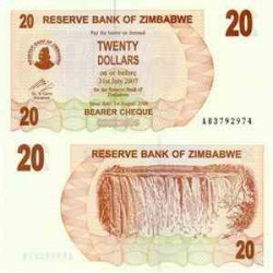 اسکناس 20 دلار - زیمباوه 2007