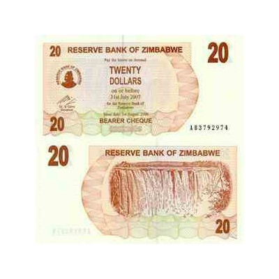 اسکناس 20 دلار - زیمباوه 2007