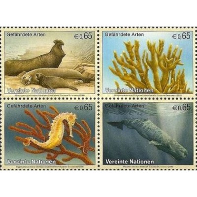 4 عدد  تمبر گونه های در معرض خطر  - وین سازمان ملل 2008 ارزش روی تمبرها 2.6 یورو