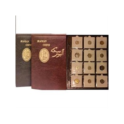 آلبوم سکه 10 برگ با کلاسور طرح چرم  و هولدر سکه