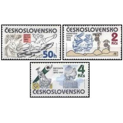 3 عدد  تمبر هنرمندان ضد فاشیست - چک اسلواکی 1985
