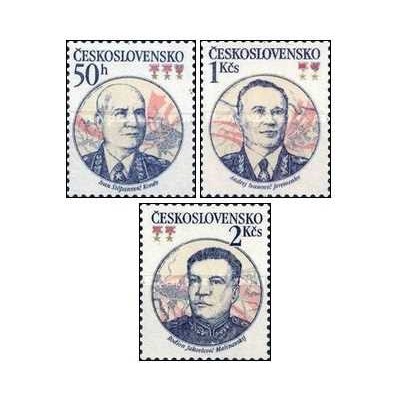 3 عدد  تمبر فرماندهان ارتش شوروی - چک اسلواکی 1983