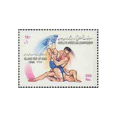2818 - تمبر مسابقات کشتی آزاد بزرگسالان 1377