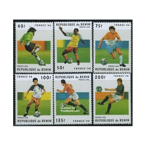 6 عدد تمبر جام جهانی فوتبال فرانسه - بنین 1996