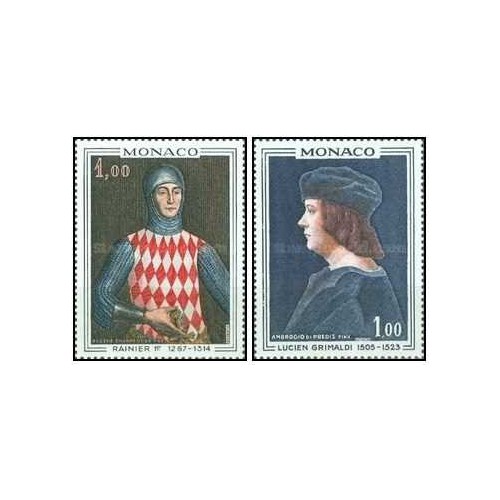 2 عدد  تمبر نقاشی - شاهزاده ها و شاهزاده خانم های موناکو - موناکو 1967