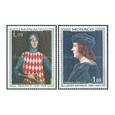 2 عدد  تمبر نقاشی - شاهزاده ها و شاهزاده خانم های موناکو - موناکو 1967