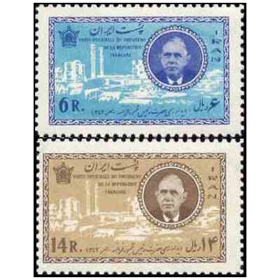1206 - تمبر دیدار شارل دوگل رئیس جمهور فرانسه از ایران 1342 تک