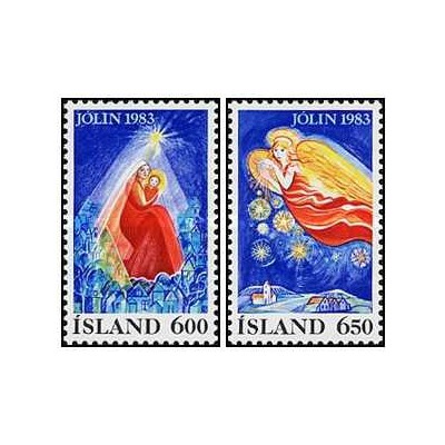 2 عدد  تمبر کریسمس - ایسلند 1983