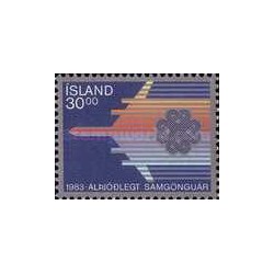 1 عدد  تمبر سال ارتباطات جهانی - ایسلند 1983