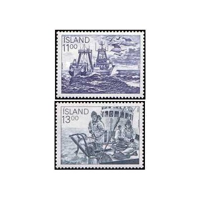 2 عدد  تمبر صید ماهی  - ایسلند 1983