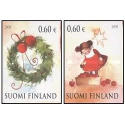 2 عدد  تمبر  کریسمس - خود چسب  - فنلاند 2009