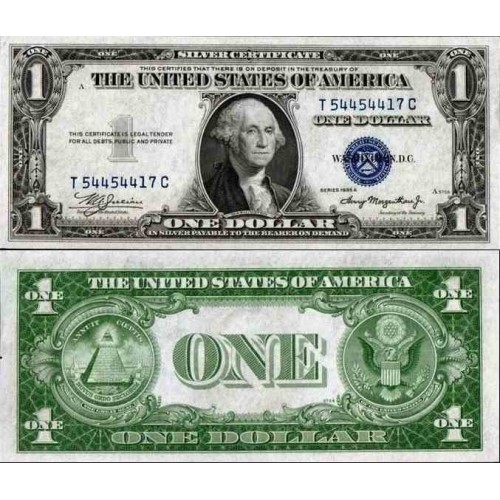 اسکناس 1 دلار - گواهی نقره - مهر آبی - آمریکا 1935 سفارشی