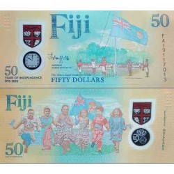 اسکناس پلیمر 50 دلار -یادبود پنجاهمین سال استقلال - فیجی 2020 سفارشی