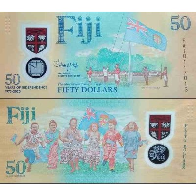 اسکناس پلیمر 50 دلار -یادبود پنجاهمین سال استقلال - فیجی 2020 سفارشی