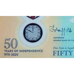اسکناس پلیمر 50 دلار -یادبود پنجاهمین سال استقلال - فیجی 2020 سفارشی
