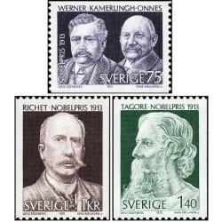 3 عدد  تمبر برندگان جایزه نوبل 1913 - تاگور - سوئد 1973