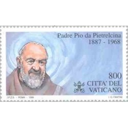 1 عدد تمبر پدر پیو دی پیترلسینا - واتیکان 1999
