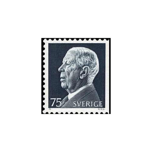 1 عدد  تمبر سری پستی  - شاه گوستاف ششم آدولف - طرح جدید - 75 - سوئد 1972