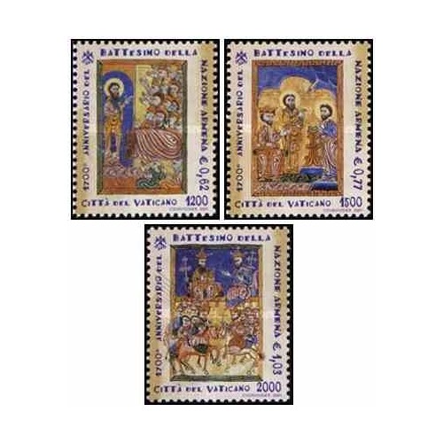 3 عدد تمبر 1700مین سالگرد تغییر مسیحیت در ارمنستان - واتیکان 2001