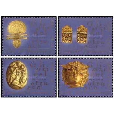 4 عدد تمبر اشیاء طلای موزه اتروسک - واتیکان 2001 ارزش روی تمبرها 2.83